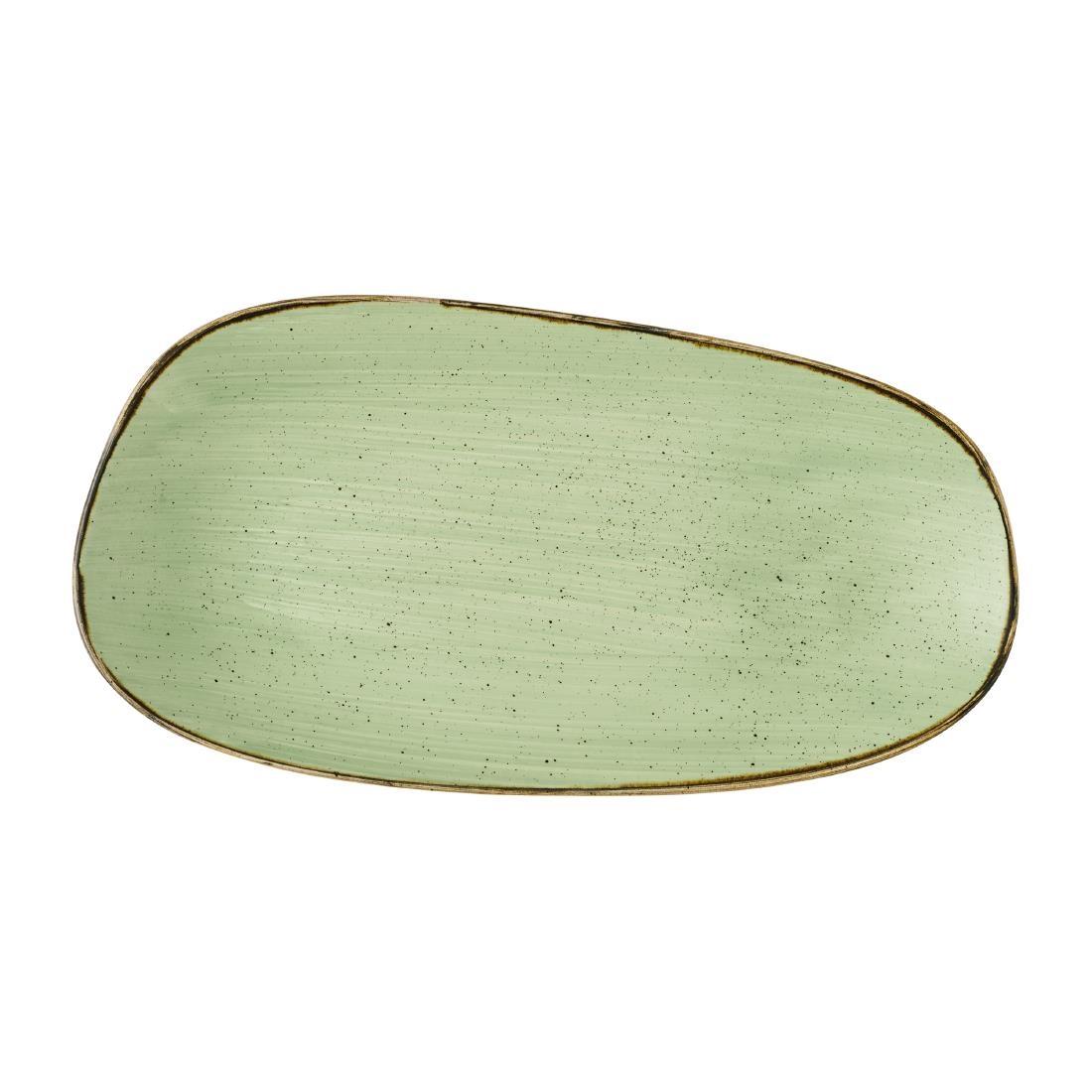 Churchill Super Vitrified Green Churchill Stonecast Opal Oblong Plates Sage 350X185mm (6 Pack)