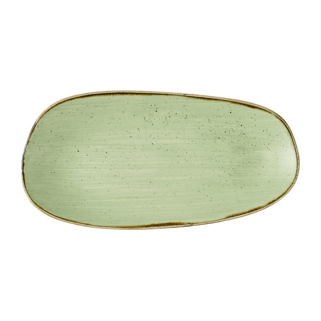 Churchill Super Vitrified Green Churchill Stonecast Opal Oblong Plates Sage 300X150mm (12 Pack)