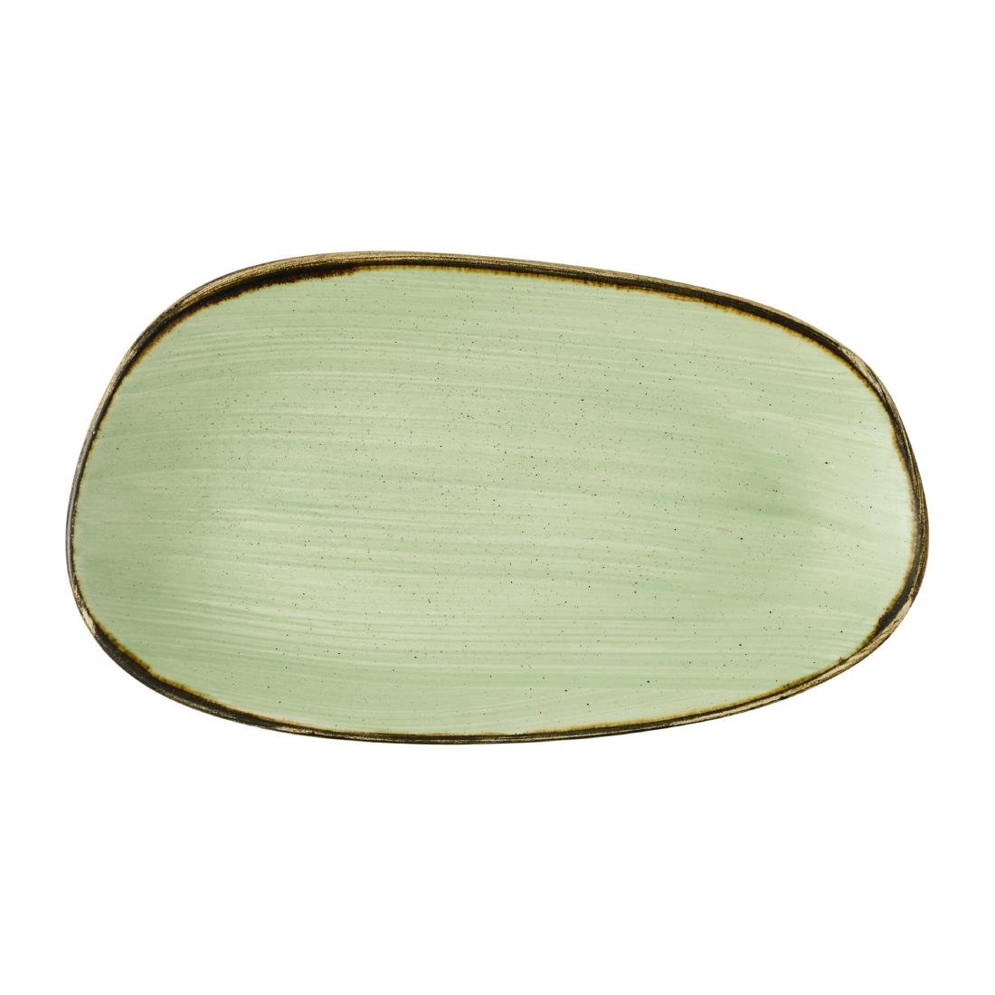 Churchill Super Vitrified Green Churchill Stonecast Opal Oblong Plates Sage 260X150mm (12 Pack)