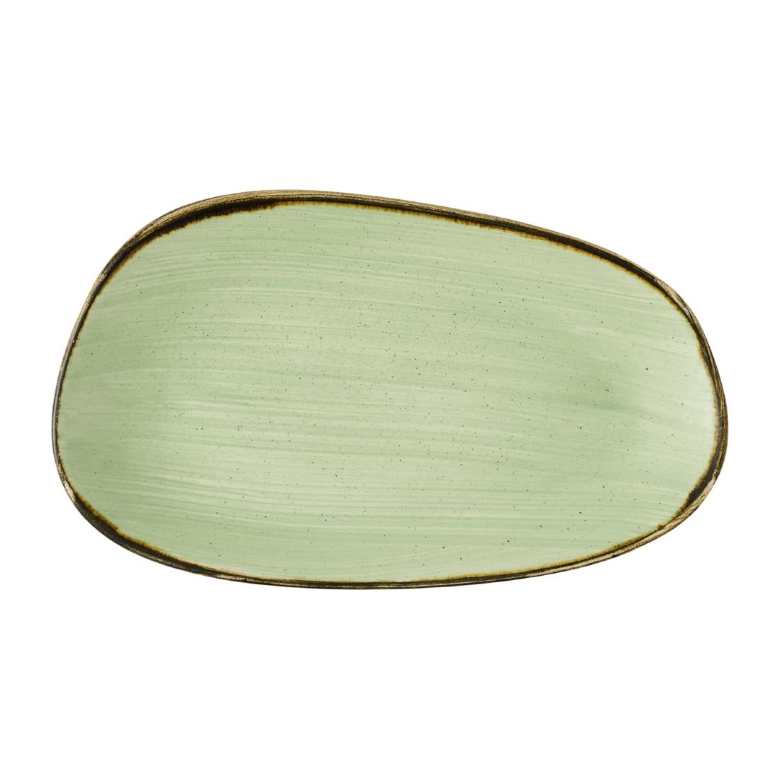 Churchill Super Vitrified Green Churchill Stonecast Opal Oblong Plates Sage 220X130mm (12 Pack)
