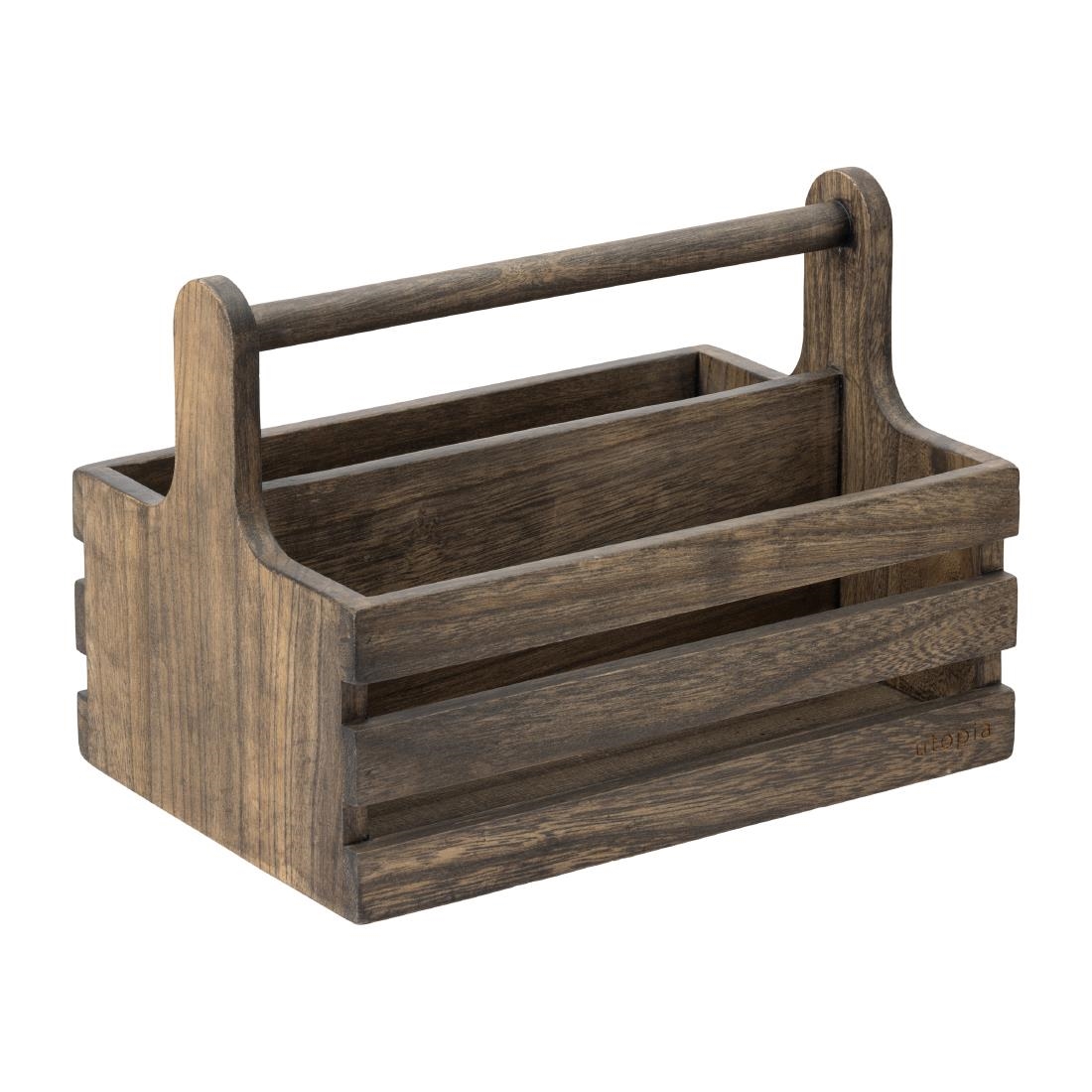 Utopia Grain Large Rustic Wooden Table Caddy (2 Pack)