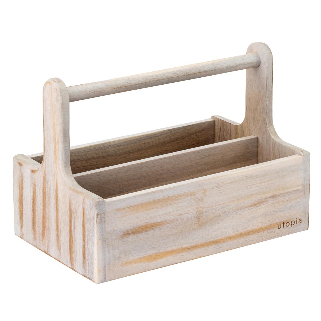 Utopia White Large Wooden Table Caddy (2 Pack)