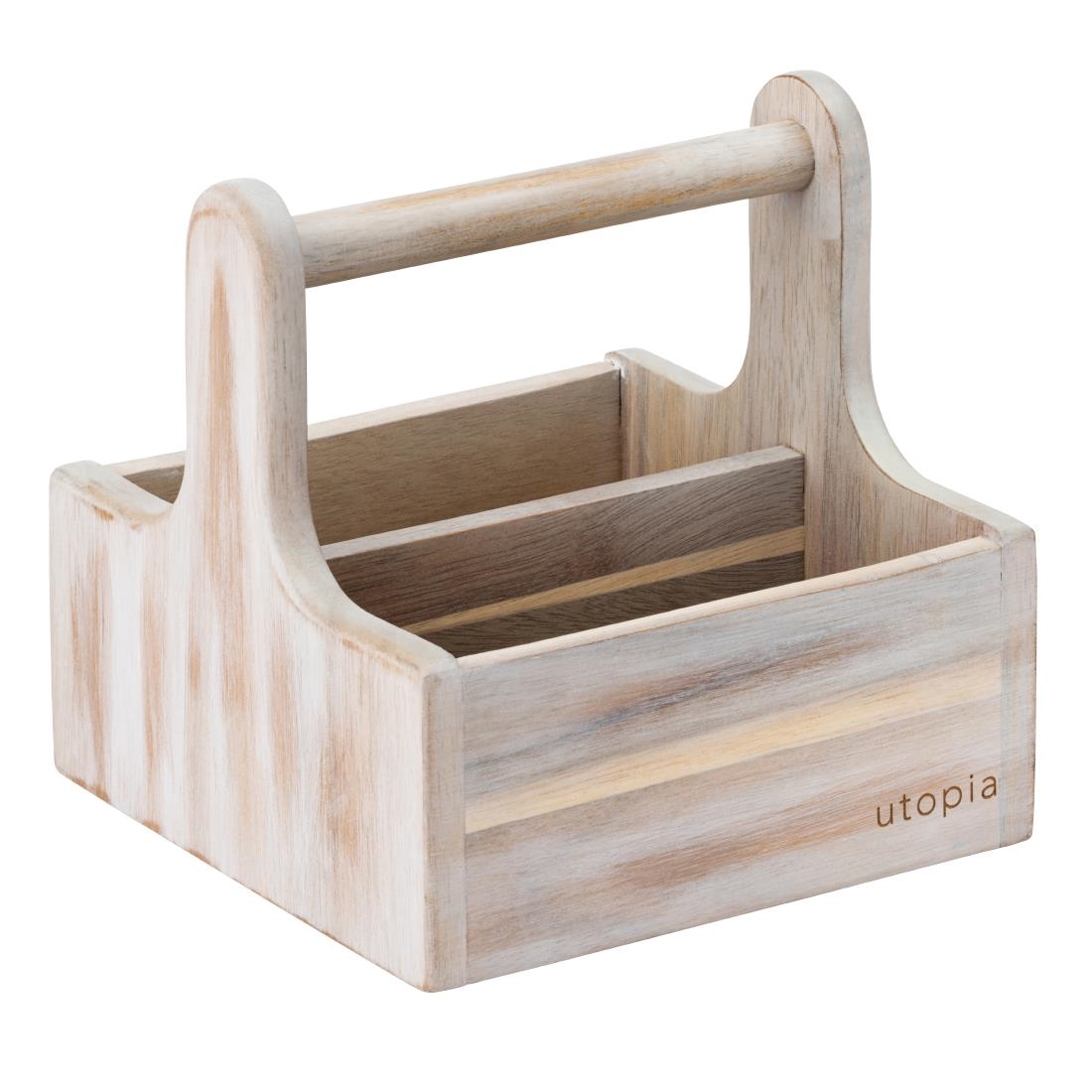 Utopia White Small Wooden Table Caddy (2 Pack)