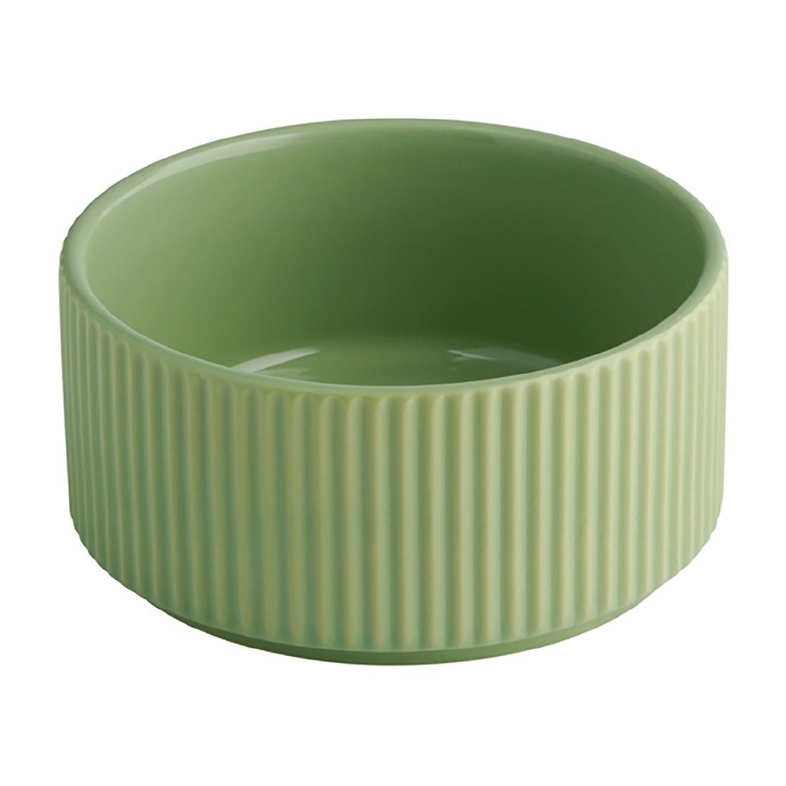 Aps Green The Grid Porcelain Bowls Sage 125Mm (6 Pack)