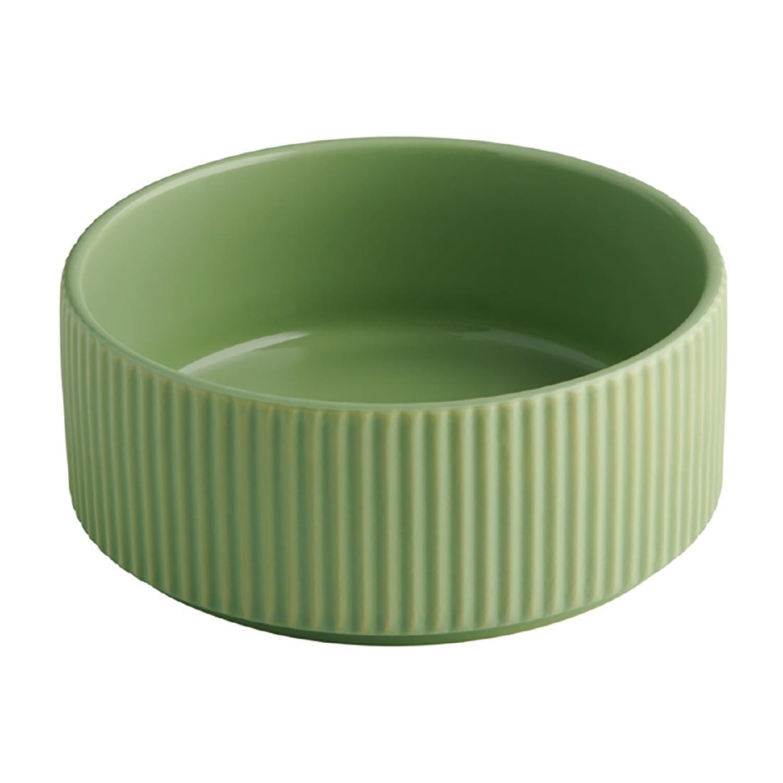 Aps Green The Grid Sage Porcelain Bowls 140Mm (6 Pack)