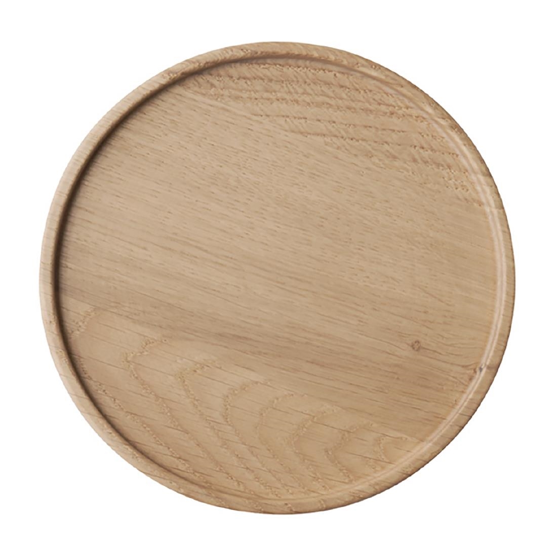 Aps Brown The Grid Lacquered Oak Wood Plate 140Mm