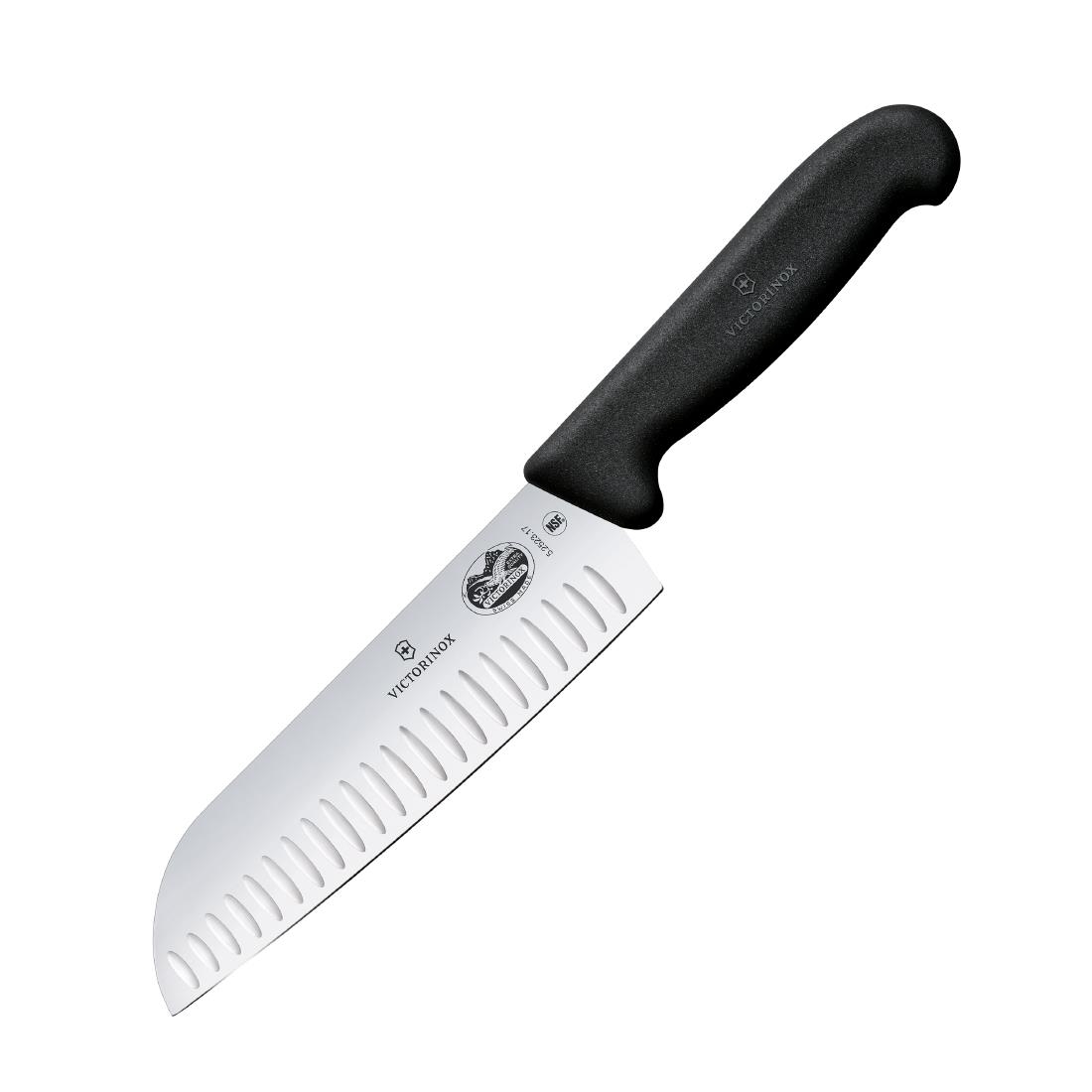 Victorinox Black Fibrox Fluted Santoku Knife 17Cm