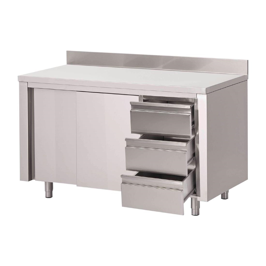 Gastro M Arbeitstisch 3 Schubladen rechts 120x70x88cm 93cm