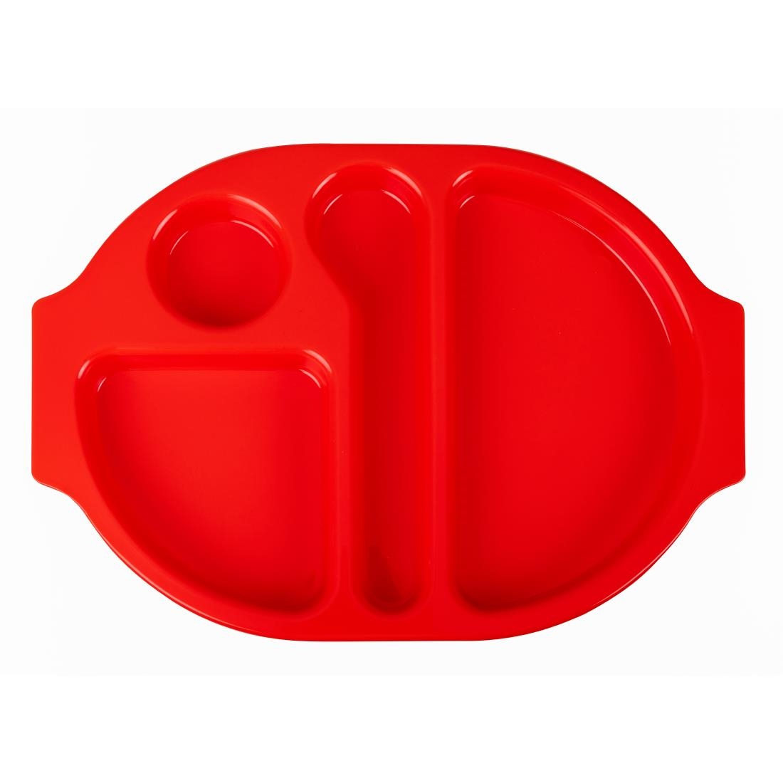 Olympia Red Kristallon Pp Oval Compartment Food Tray 375Mm