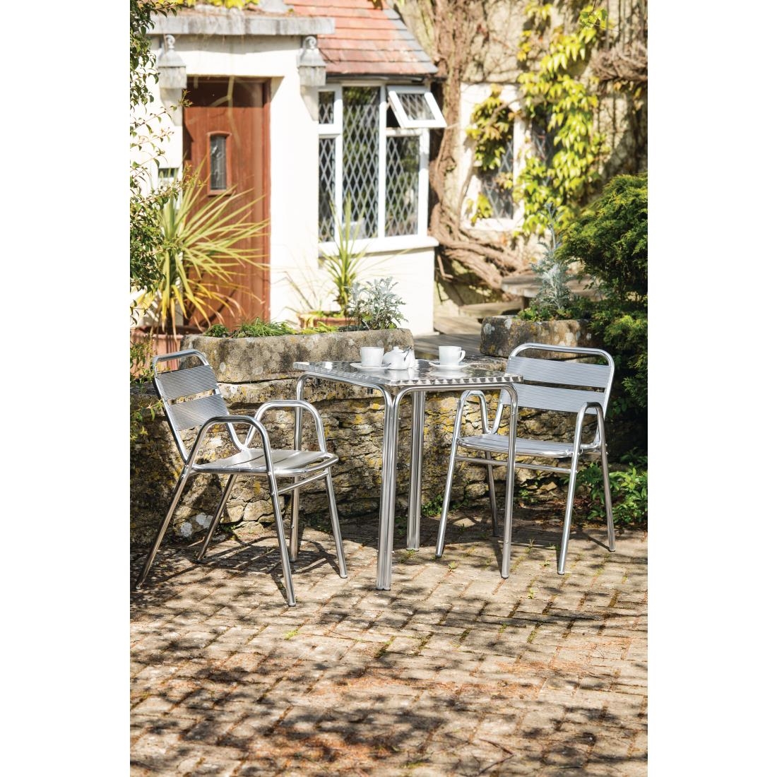 Bolero Square Table - Stainless Steel Aluminium Base 720(H) x 600(W) x 600(D)mm