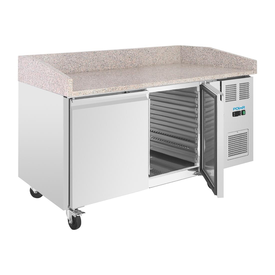 Polar U-Serie Dubbele Deur Pizza Werkbank met Granieten Blad 428L