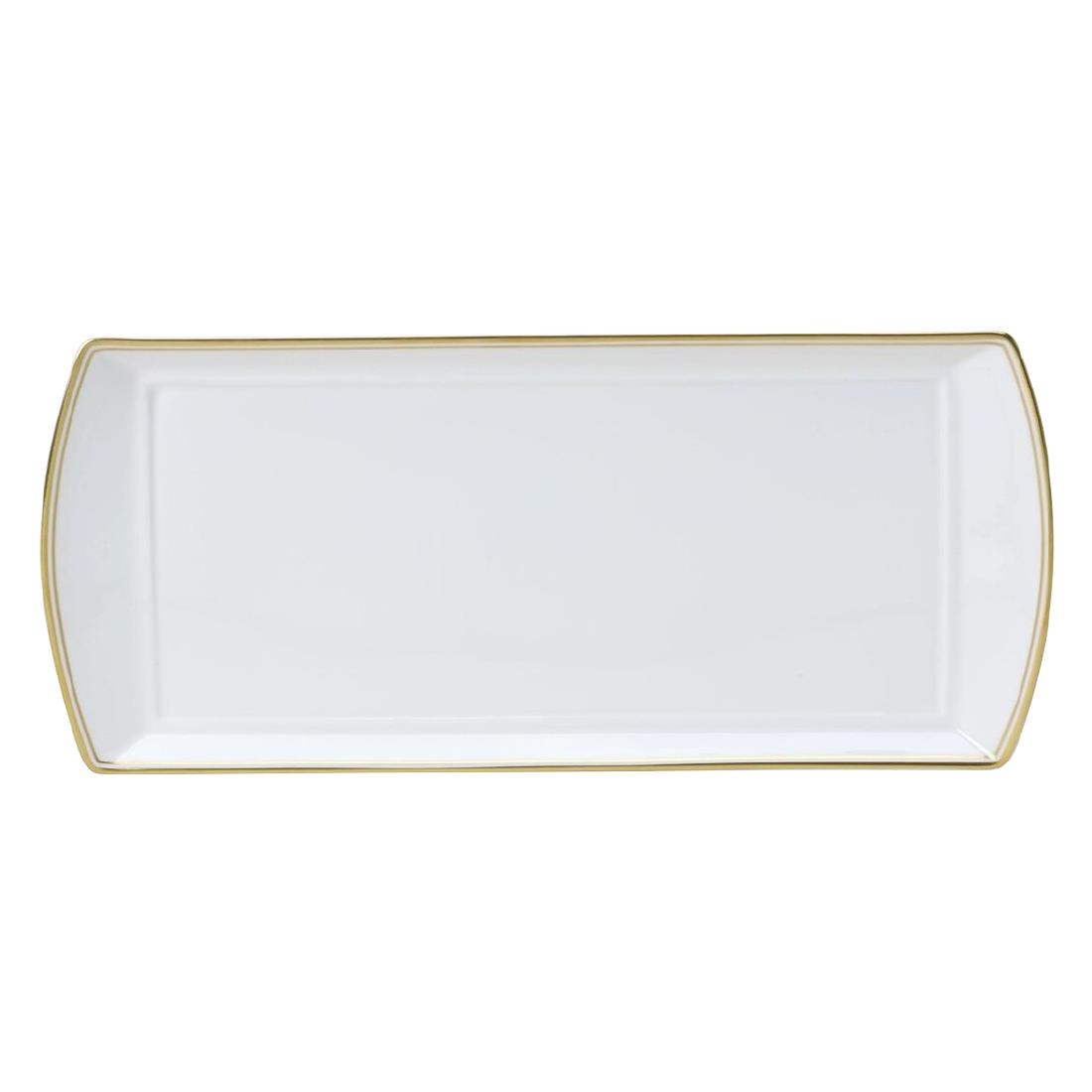 Steelite White William Edwards Burnished Gold Classic Large Rectangle Trays 340X150mm (12 Pack)