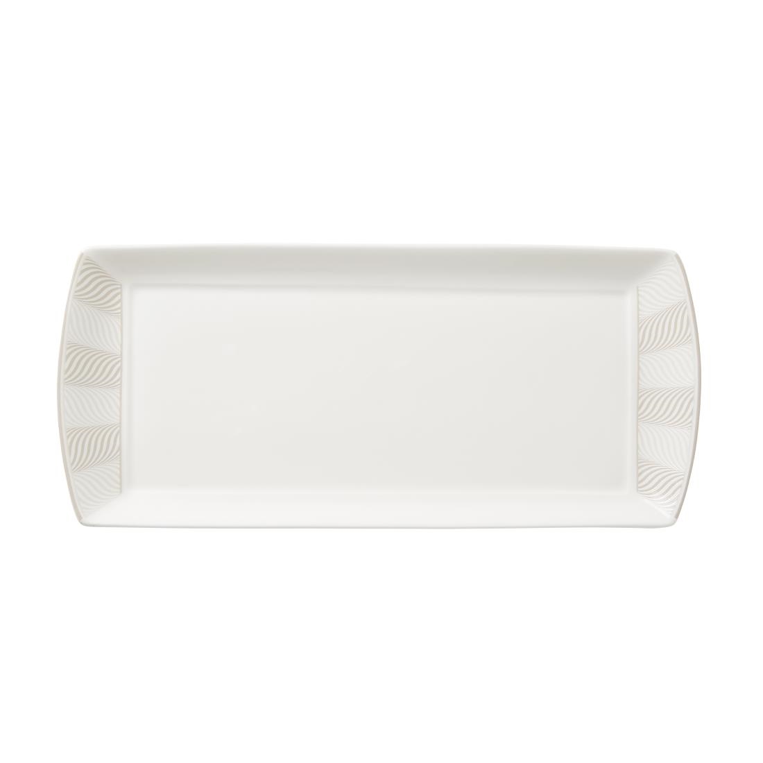 Steelite Patterned William Edwards Bakewell Rectangle Trays Taupe 340X150mm (12 Pack)