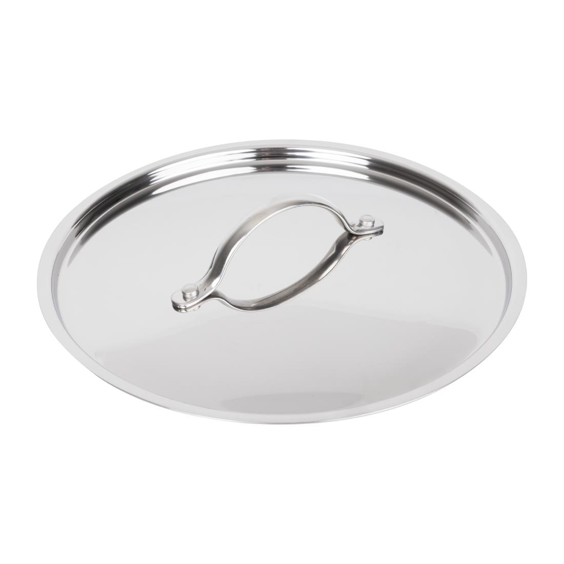 Vogue Silver Stainless Steel And Aluminium Tri-Wall Stew Pan Lid 24Cm