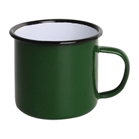 Mugs en acier émaillé vert et noir Olympia 350ml (Lot de 6)