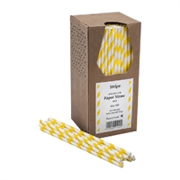 Beaumont 6mm Bore Paper Straw Yellow & White Striped (250 Pack)