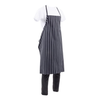 Chef Works Premium Butchers Stripe Bib Apron Black/White