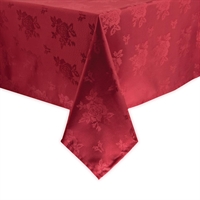 Roslin Woven Rose Tablecloth Burgundy 70 x 108in