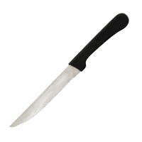 Steak Knife Point Tip Stainless Steel Blade Black Plastic Handle