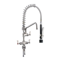 3monkeez Compact Dual Hob Mounted Cafe Pre-rinse unit with 12" pot filler black handle