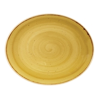 Churchill Stonecast Oval Coupe Plates Mustard Seed Yellow 192mm
