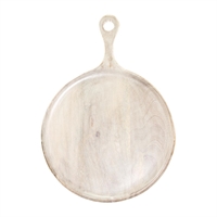 Chef Inox Mangowood Round Wood Serving Board with Handle 250x350mm - White - B2B
