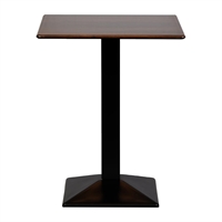 Square Poseur Table with Turin Metal Base Laminate Walnut Effect