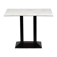 Turin Metal Base Rectangle Poseur Table with Laminate Top in Marble