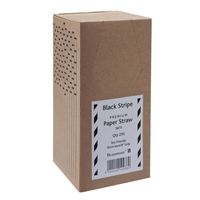 Beaumont Black & White Stripped Bore Paper Straw 8 Inch 6mm (250 Pack)