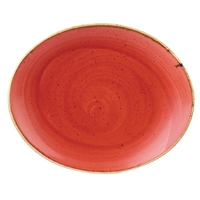 Churchill Stonecast Oval Coupe Plates Berry Red 192mm (12 Pack)