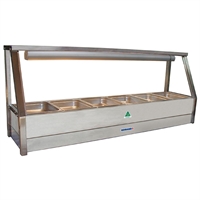 Roband Food Bar E16 Single Row Straight Glass with 6x1/2 Size 65mm Pans