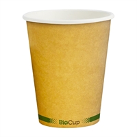 BioPak Hot Paper BioCup Single Wall Green Stripe 280ml / 80mm Kraft (1000 Pack)