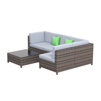 Milano Outdoor 5 Piece Rattan Sofa Set Colour Oatmeal Seat & Black Coating