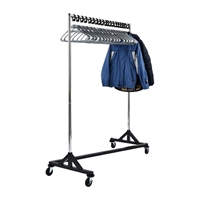 Black Garment Rail with 20 Grey Hangers