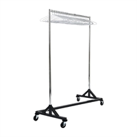 Black Garment Rail with 25 Captive Steel Hangers