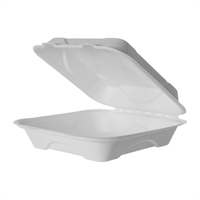 Detpak Sugarcane Clamshell Container White 229x229x76mm (200 Pack)
