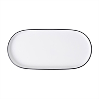 Coucou Dual Colour Oblong Plate 260x130mm - White & Black (12 Pack)