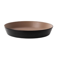 Coucou Dual Colour Flat Round Bowl 290mm - Beige & Black (12 Pack)