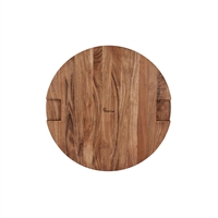 Chef Inox Serve Round Butchers Block Acacia With Inlay & Handle - 530mm