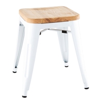 Tabourets bas Bolero Bistro avec coussin d'assise en bois blanc (Lot de 4)