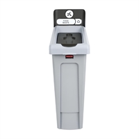 Rubbermaid Slim Jim Food Waste Recycling Station Brown 87Ltr