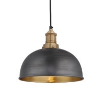 Industville Brooklyn Dome Pendant Light Pewter and Brass 200mm