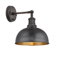 Industville Brooklyn Dome Wall Light Pewter and Brass 205mm