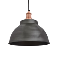 Industville Brooklyn Dome Pendant Light Pewter 330mm