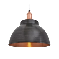 Industville Brooklyn Dome Pendant Light Pewter and Copper 330mm
