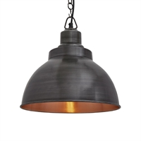 Industville Brooklyn Dome Pendant Light Pewter and Copper 330mm