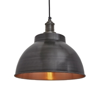 Industville Brooklyn Dome Pendant Light Pewter and Copper 330mm