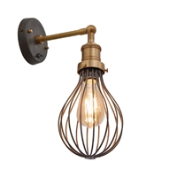 Industville Brooklyn Balloon Cage Wall Light Pewter 140mm