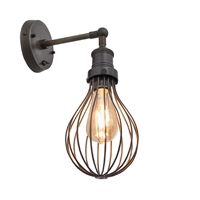 Industville Brooklyn Balloon Cage Wall Light Pewter 140mm