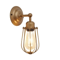 Industville Orlando Wire Cage Wall Light Brass 100mm